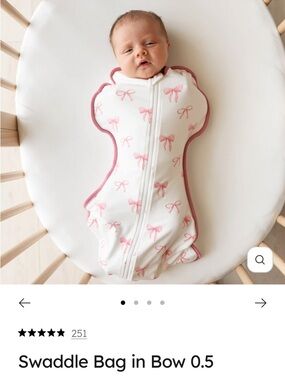 Kyte BABY White Swaddle with Pink Trim